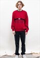 VINTAGE 80S RED BOXY STRIPED TAURUS KNITTED JUMPER MEN M
