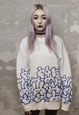 Bunny sweater rabbit top cable knit animal jumper cream