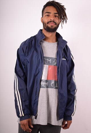 ADIDAS MENS VINTAGE RAIN JACKET MEDIUM BLUE 90S