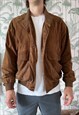 Vintage 70s Leather Suede Effect Bomber Jacket Coat in Brown