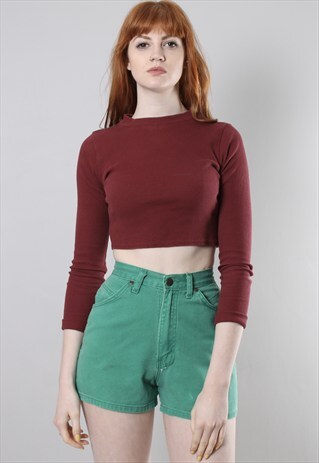VINTAGE 90S GREEN DENIM HIGH WAISTED SHORTS