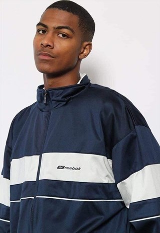 VINTAGE REEBOK LOGO TRACK JACKET NAVY BLUE