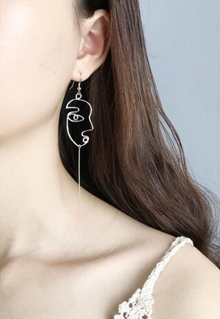 STYLISH FACE SILVER EARRINGS