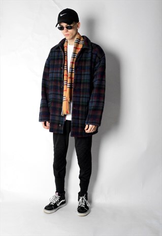 VINTAGE 80S CHECK WOOL BLEND COAT