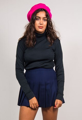 VINTAGE 70'S BLACK TURTLE NECK LONG SLEEVE TOP