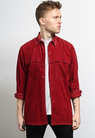 VINTAGE CORDUROY CORD SHIRT RED