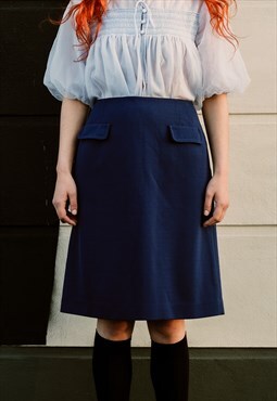 Navy 1960s Pencil Skirt