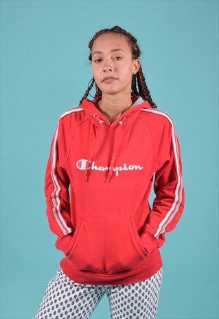VINTAGE CHAMPION RED AND WHITE HOODIE