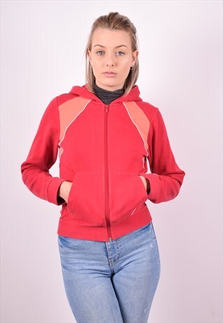 ADIDAS WOMENS VINTAGE HOODIE JACKET MEDIUM RED 90S