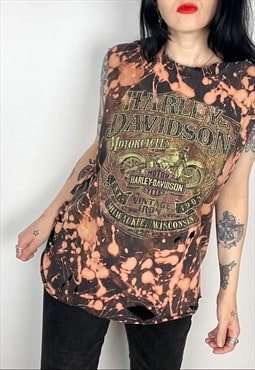Reworked Bleached distressed Harley Davidson t-shirt