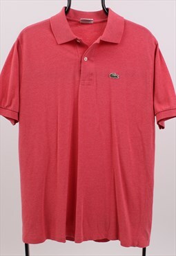 Vintage Men's 90's Lacoste Coral Pink Polo shirt