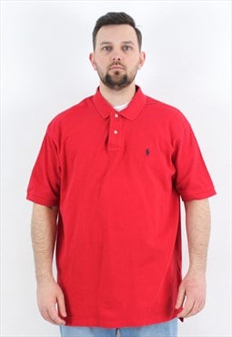 Shirt Short Sleeved Retro Tee Collared T-shirt Red Logo Top