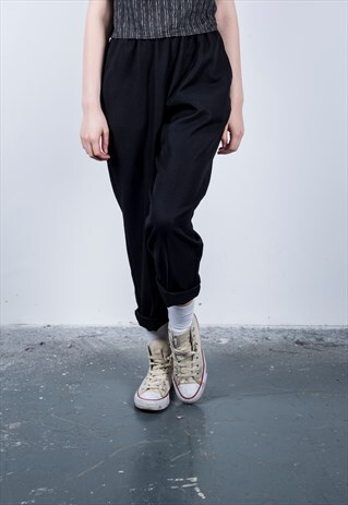 VINTAGE 1990S BLACK HIGH-WAISTED TROUSER