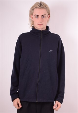 HELLY HANSEN MENS VINTAGE CARDIGAN SWEATER LARGE NAVY 90S