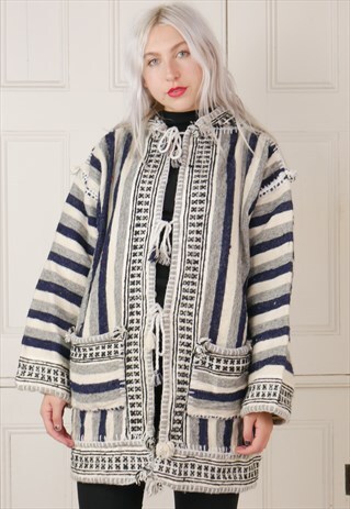 BAJA WOVEN MEXICAN ETHNIC HOODED JACKET