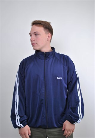 VINTAGE OVERSIZE STRIPED SLEEVES WINDBREAKER, SIZE XXL