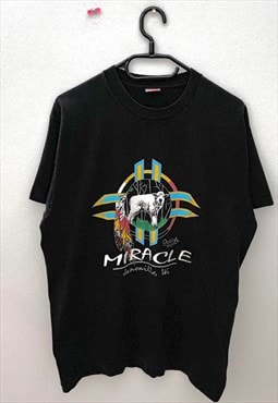 Vintage miracle calf sheep USA black tourist T-shirt large 