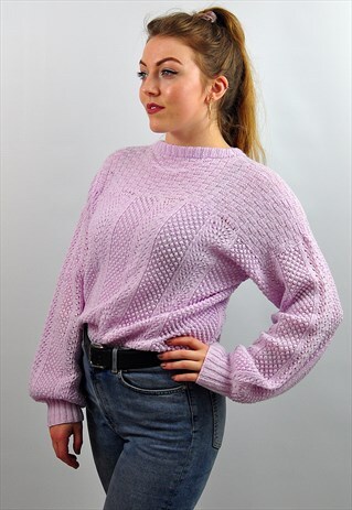 VINTAGE '90S LILAC LAVENDER HAND KNIT JUMPER