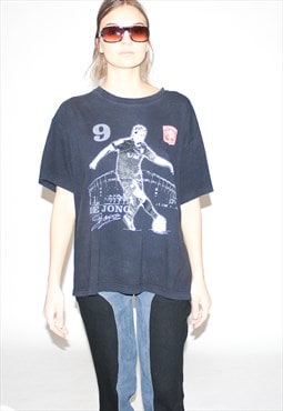 Vintage 00s soccer De Jong print t-shirt in black
