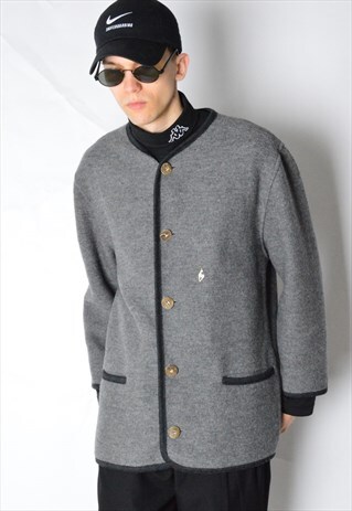 VINTAGE 60S GREY MINIMALIST WOOL COAT JACKET