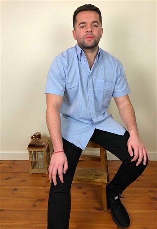 VINTAGE 90S KENZO SHORT SLEEVE SHIRT BLUE
