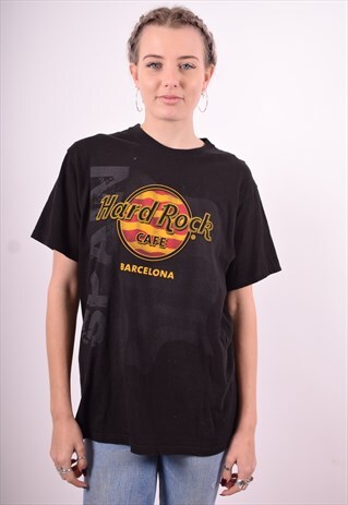 HARD ROCK CAFE WOMENS VINTAGE T-SHIRT TOP MEDIUM BLACK 90'S