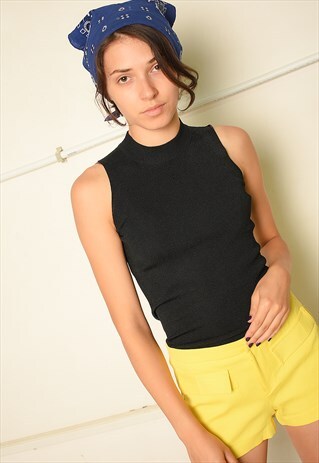 VINTAGE 90S MINIMALIST PARIS CHIC TOP IN BLACK KNIT