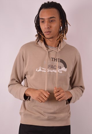 THE NORTH FACE MENS VINTAGE HOODIE JUMPER MEDIUM BROWN 90S