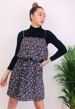 VINTAGE REWORKED PATTERN GRUNGE SWING DRESS