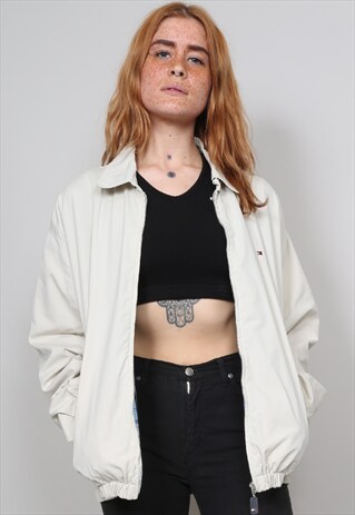 VINTAGE 90'S TOMMY HILFIGER OVERSIZED BEIGE BOMBER JACKET