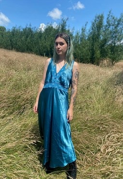 Vintage 90s Satin Lace Maxi Slip Dress
