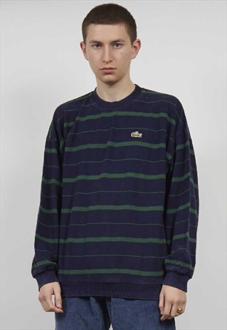 VINTAGE 90'S LACOSTE STRIPE GREEN/NAVY SWEATSHIRT