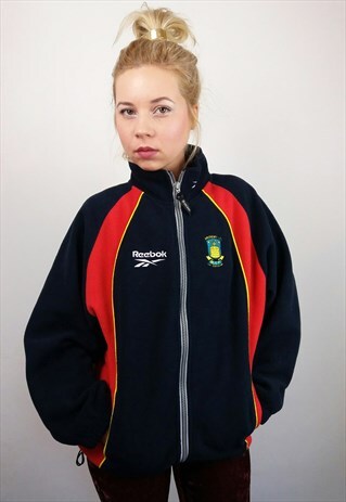 BRONDBY I.F. VINTAGE UNISEX REEBOK ZIP FLEECE IN DARK BLUE
