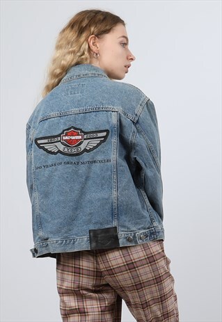 VINTAGE HARLEY DAVIDSON LARGE BLUE DENIM JACKET
