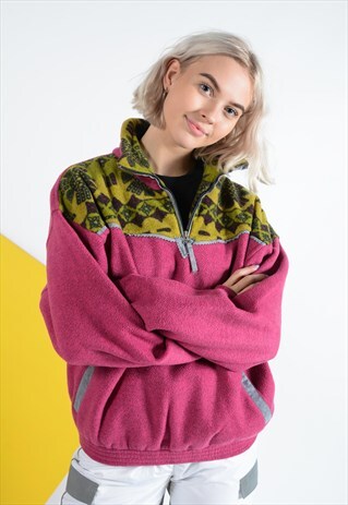 VINTAGE 1/4 ZIP FLEECE IN PINK