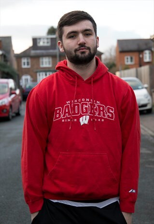 VINTAGE WISCONSIN BADGERS USA COLLEGE HOODIE