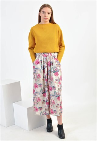 VINTAGE 80'S MAXI SKIRT IN FLOWER PRINT