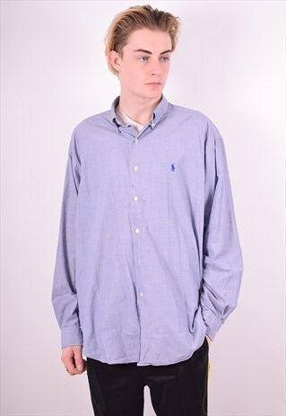 POLO RALPH LAUREN MENS VINTAGE SHIRT XL BLUE 90'S