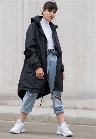 WINDBREAKER PARKA COAT IN BLACK