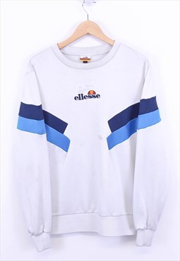Vintage Ellesse Sweatshirt White With Classic Logo On Chest