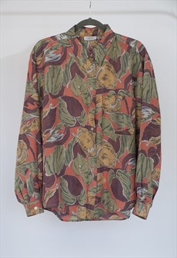 Vintage men's Abstract Floral Multicolor Silk Shirt