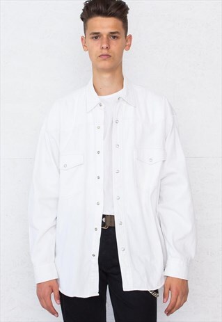 VINTAGE WHITE NICO LONG SLEEVE DENIM SHIRT