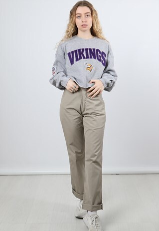STARTER LARGE GREY EMBROIDERED LOGO CROPPED SWEATSHIRT