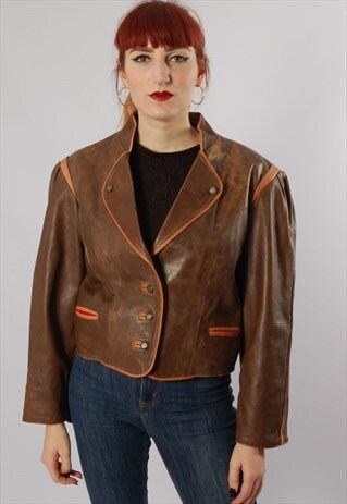 VINTAGE 80S CROPPED LEATHER PICCOLO JACKET
