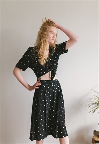 NINETIES CO-ORD BLOUSE & MIDI SKIRT SET
