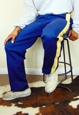90S CLASSIC MILITARY STRIPE BLUE WOOL PANTS 32