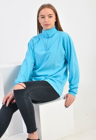 VINTAGE 1/4 ZIP TURTLE NECK JUMPER IN BLUE