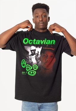 Octavian Unisex Printed T-Shirt in Black