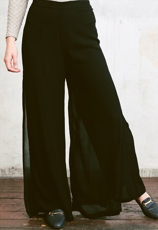 VINTAGE 90S SHEER PARTY WIDE LEG TROUSERS