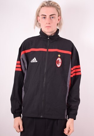 ADIDAS MENS VINTAGE TRACKSUIT TOP JACKET MEDIUM BLACK 90S